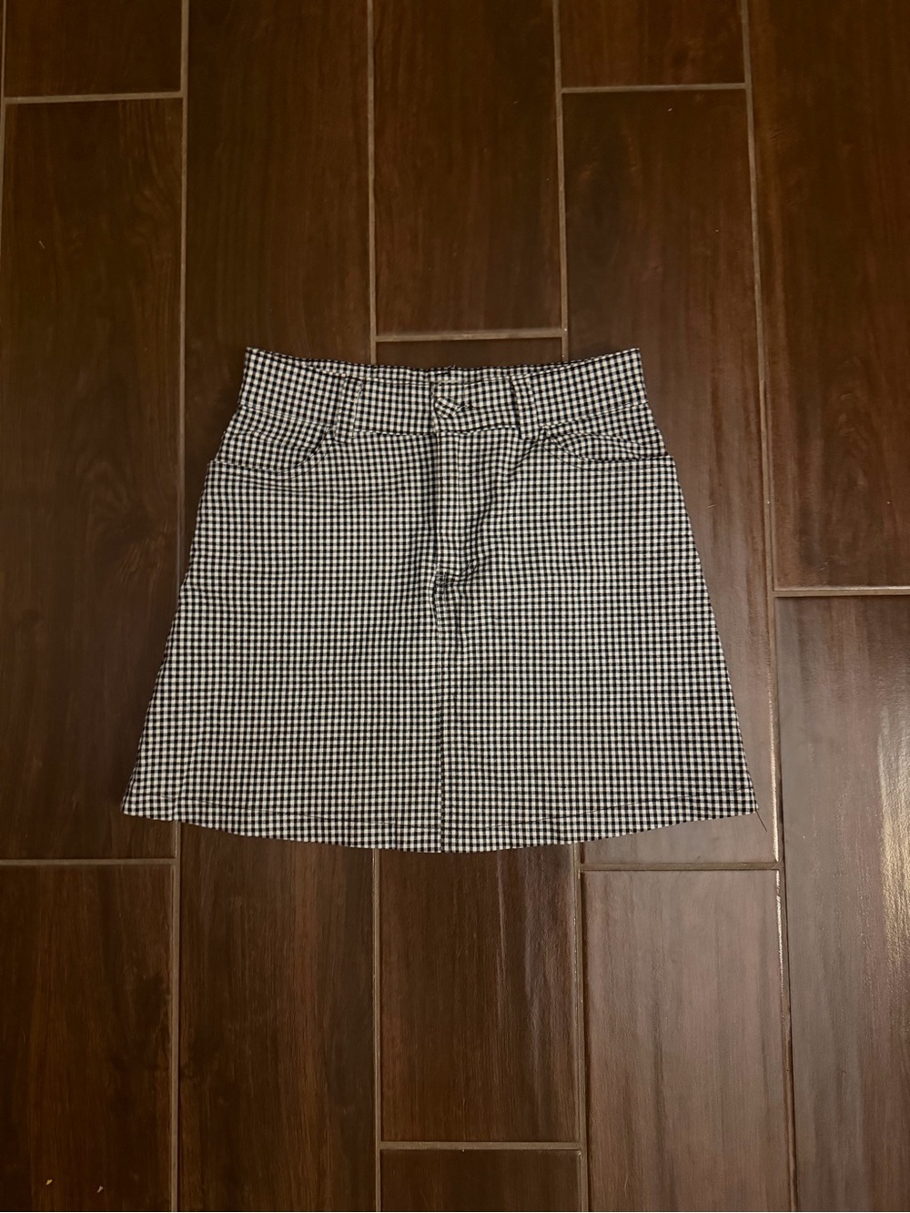 Brandy Melville Black and White Gingham Mini Skirt
